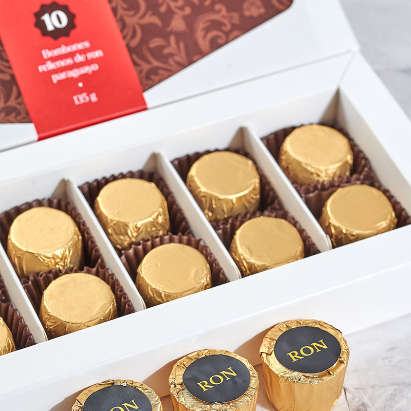 Caja Barroco de bombones rellenos de ron paraguayo