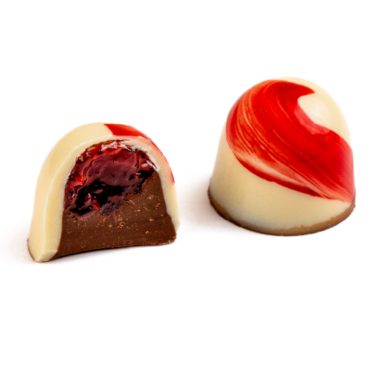 Bombón mousse de chocolate y frambuesa